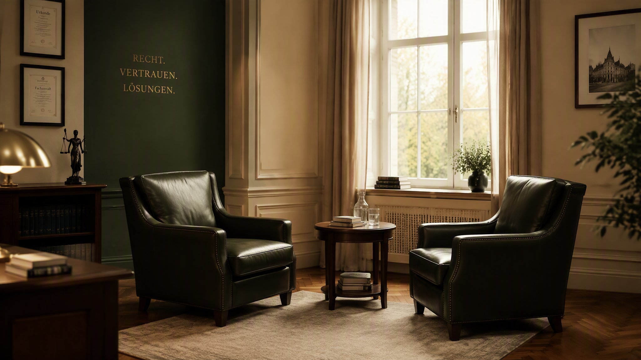 Two armchairs suggesting a confidential conversation